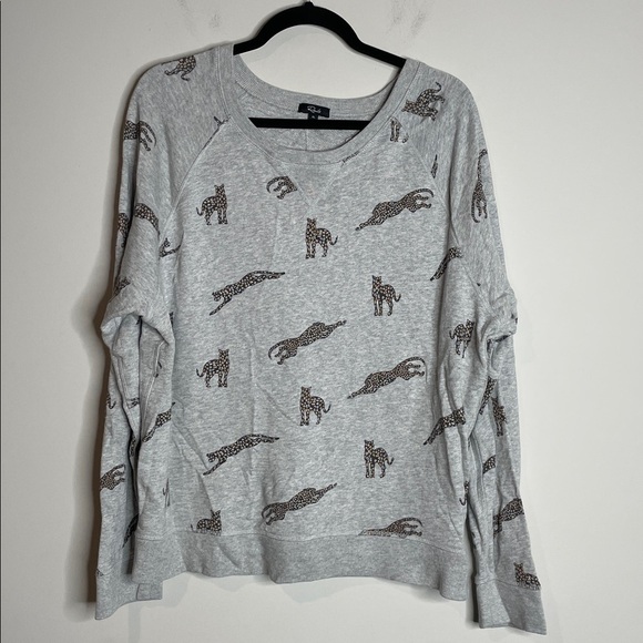 Rails | Women’s Theo Sweatshirt in Heather Grey Jaguar Print Size XL - Picture 2 of 6